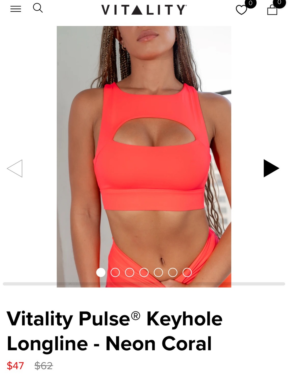 Vitality Pulse Keyhole Longline Sports Bra in Neon Coral